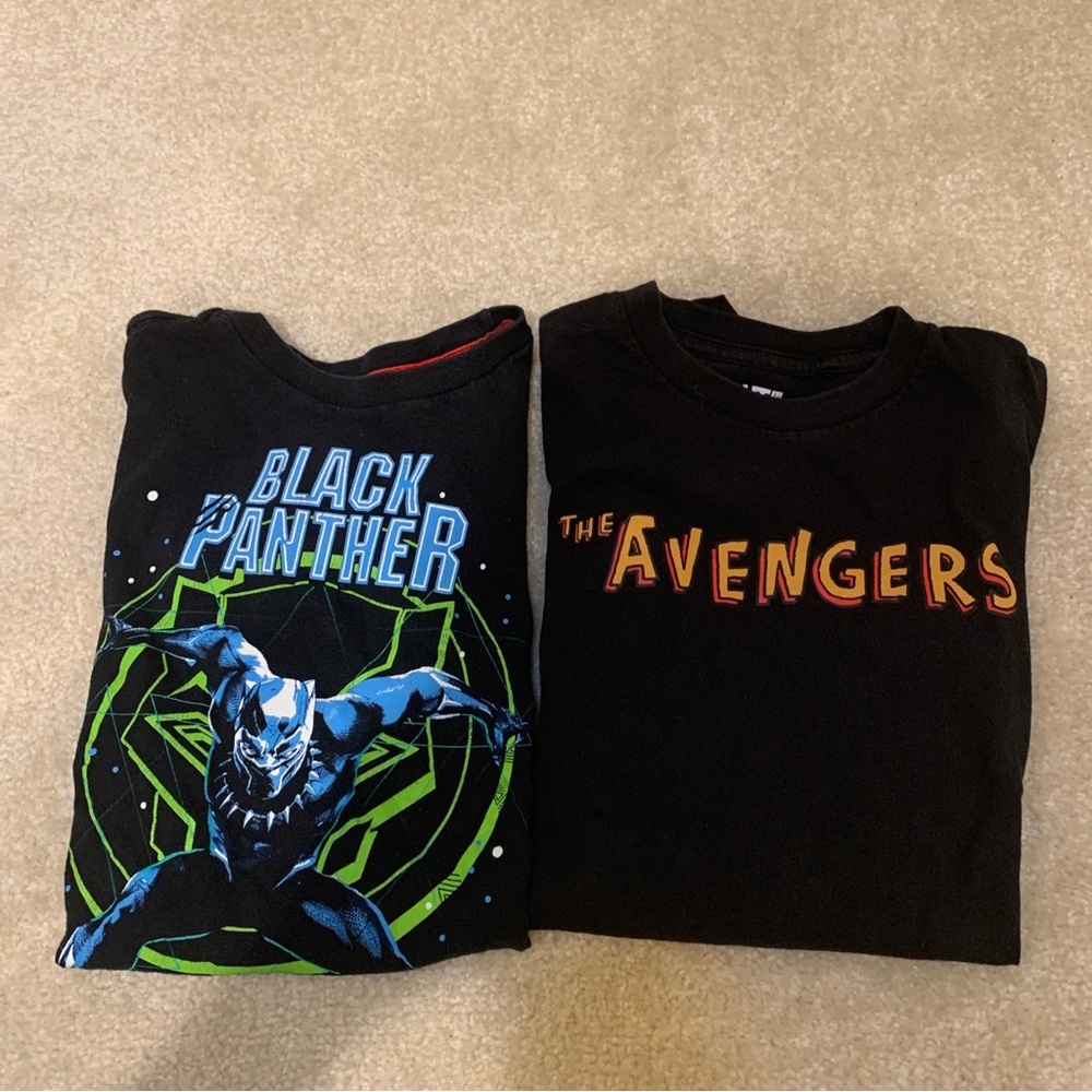 Marvel Avengers Black Panther Kids Black Short Sleeve T-Shirts Size XS 5-6